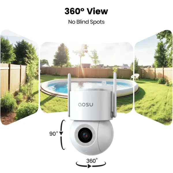 AOSU 3K 5MP WiFi Camera Outdoor 360° View PTZ Smart Security Camera Auto Tracking 2-way Audio Wireless CCTV Camera Support Alex - Image 2