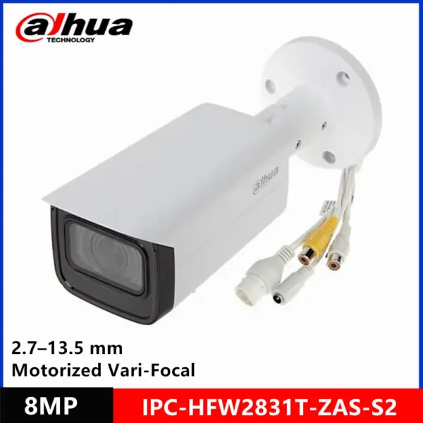 Dahua IPC-HFW2831T-ZAS 8MP 2.7mm–13.5mm Motorized Zoom Lens IR60M IP67 POE Built-in Audio & Alarm interface IP Camera