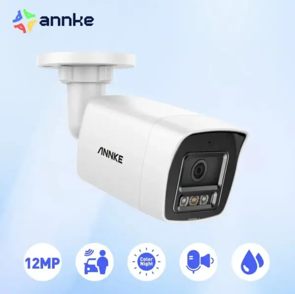 ANNKE C1200 12MP Outdoor Smart Dual Light PoE Surveillance Security Camera Color IR Night Vision Built-in Microphone IP67