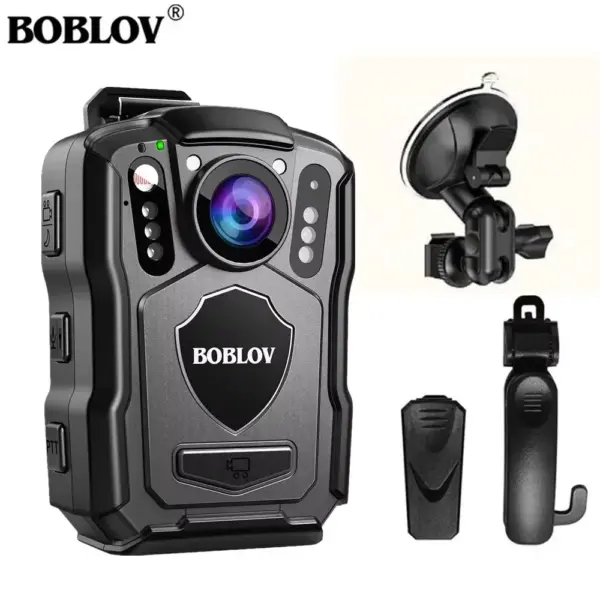 BOBLOV M5 Police Body Camera GPS Recorder 1440P Body Mounted Cam 256GB Body Camera Night Vision IR IP67 Dashcam Car Suction Cam