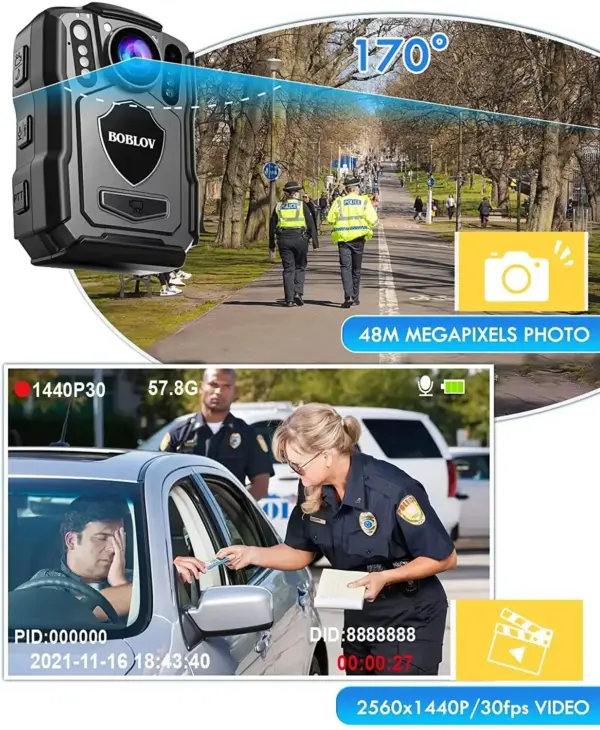 BOBLOV M5 Police Body Camera GPS Recorder 1440P Body Mounted Cam 256GB Body Camera Night Vision IR IP67 Dashcam Car Suction Cam - Image 5