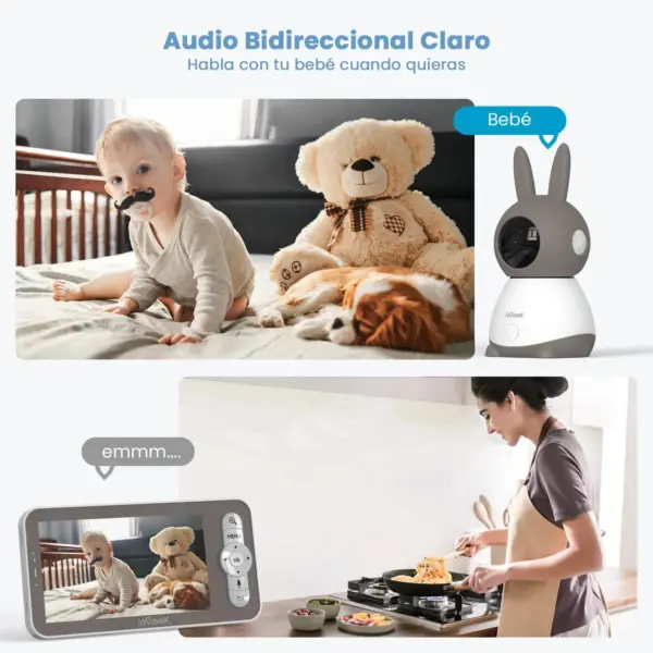 ieGeek 5" 2K/3MP Baby Surveillance Camera, 360° PTZ Baby Monitor with Camera and Dual Screen Preview, Motion Detection - Image 5