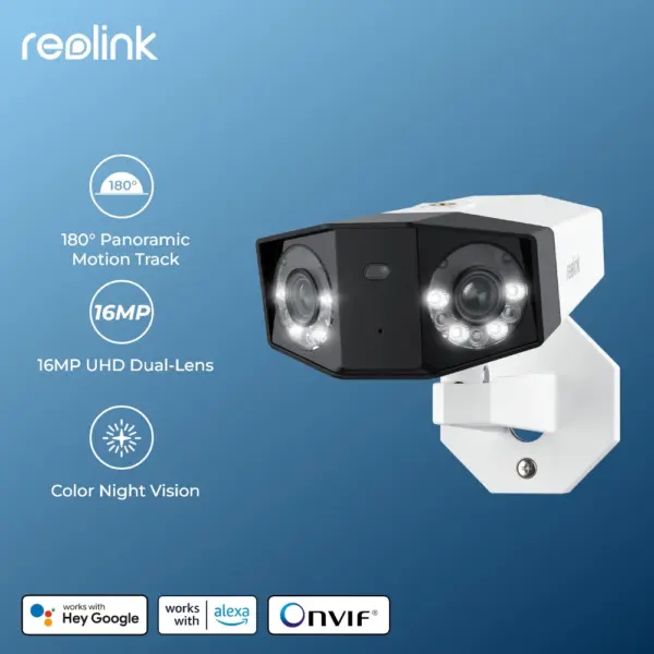 Reolink 4K UHD Dual-Lens Security Camera 16MP Duo Series PoE IP Camera 180° Panoramic View Home Video Surveillance Cameras