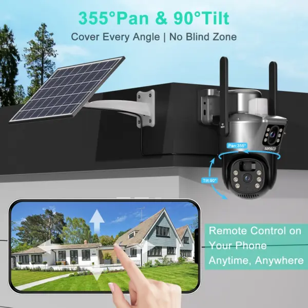 SANSCO 4K 8MP Dual Lens WIFI Solar Camera Dual Screen Battery PIR Motion Detection Outdoor 4MP PTZ Security Camera Eseecloud - Image 6