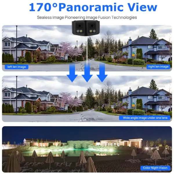 Hikvision Compatible 4/8MP Dual-Lens Security Camera 180° Ultra Wide Panoramic IR&ColorVu 2-way Audio Onvif Surveillance Camera - Image 4